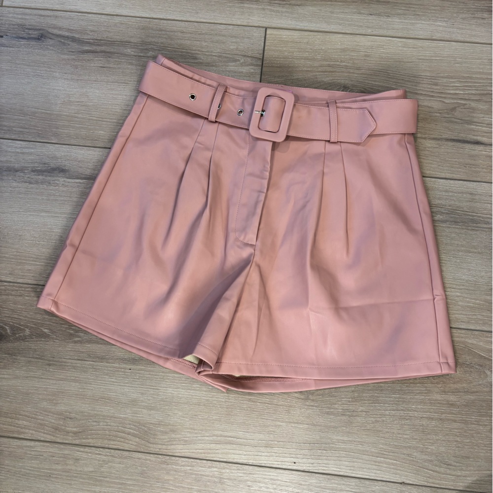 Mi Ami for Francesca Pink Faux Leather Shorts